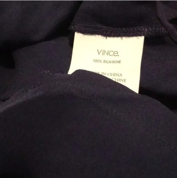 Vince. Women's Sz S Long Sleeve Silk Pocket Front Blouse Slit Sides Oversized - Picture 5 of 7